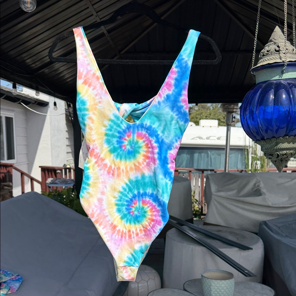 Skatie Tie-Dye One-Piece Swimsuit - Blue, Pink, Yellow, Green